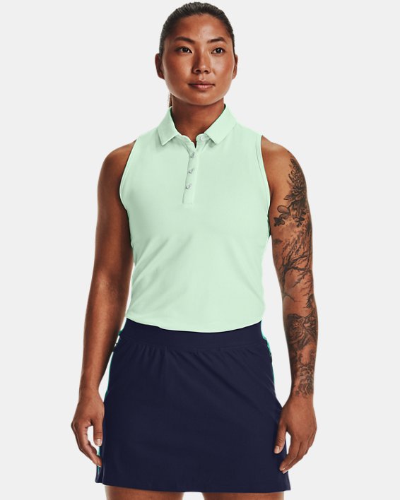 Under Armour UA HeatGear Zinger Ladies Blue Sports Fitted Sleeveless Polo 